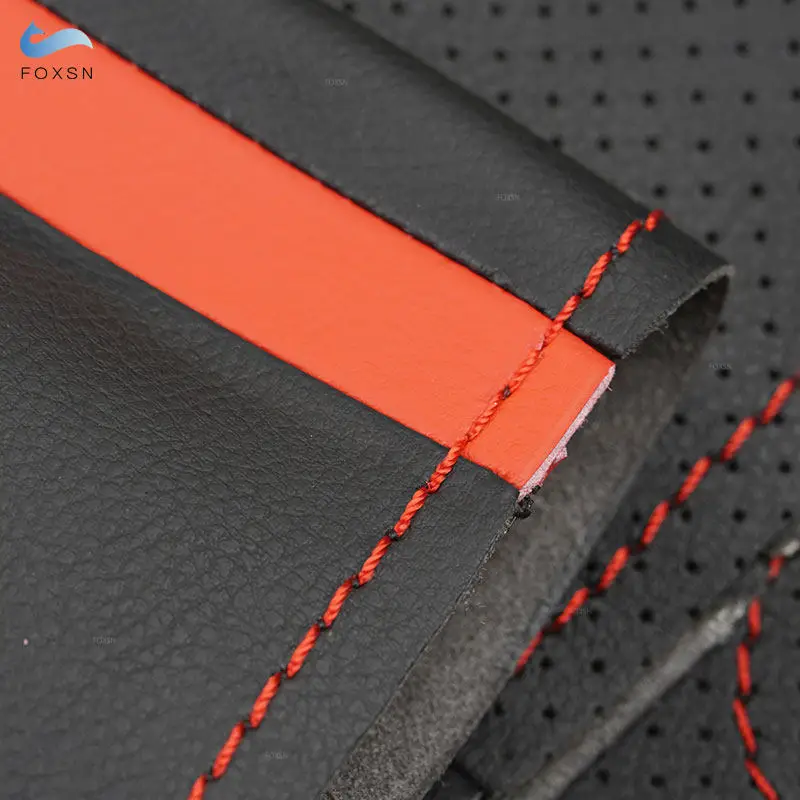 

Perforated Leather Car Interior Steering Wheel Cover Trim Accessories For Peugeot 208 Peugeot 2008 2014 2015 2016 2017 2018