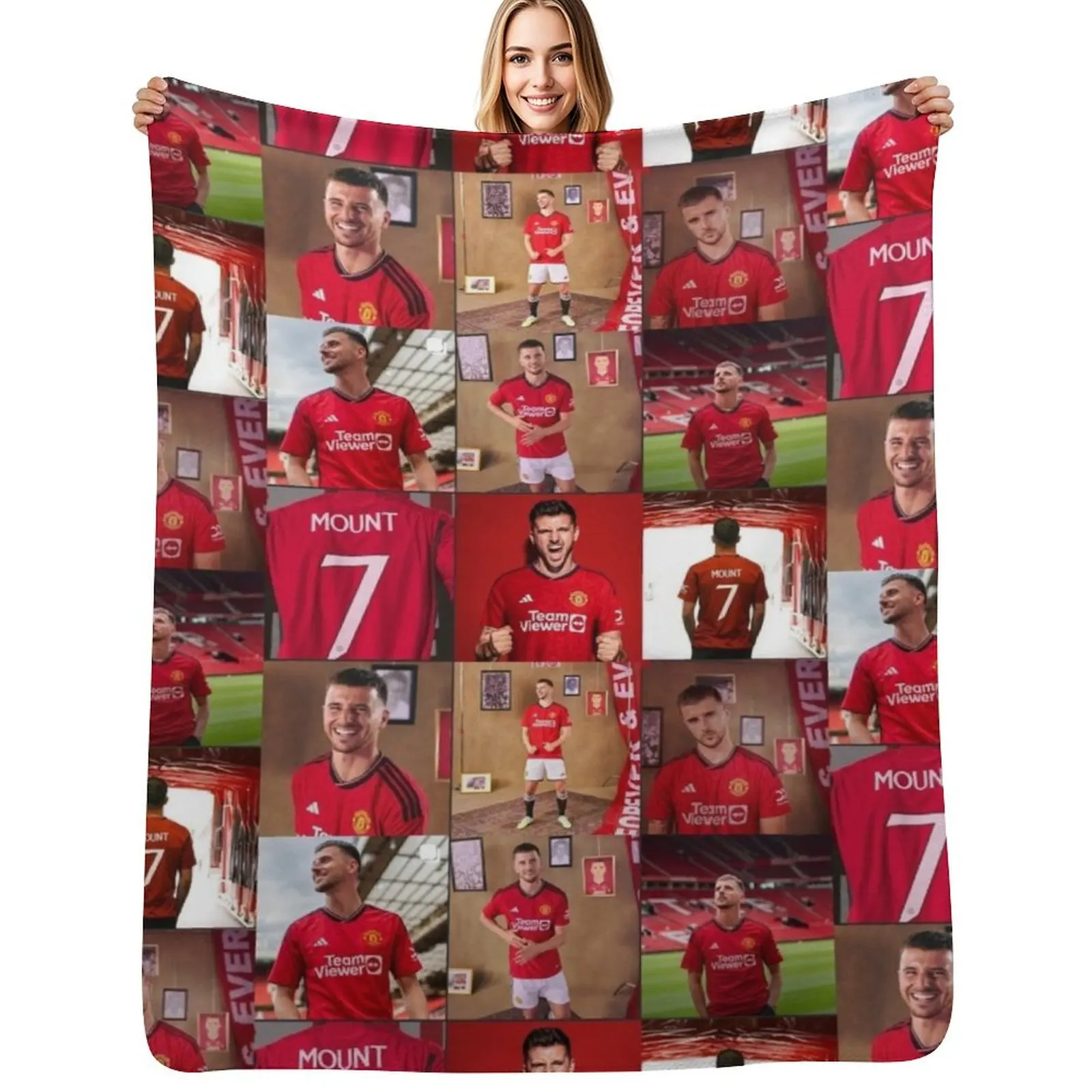 

Mason Mount United Throw Blanket Plaid on the sofa Luxury Comforter Fashion Sofas Blankets