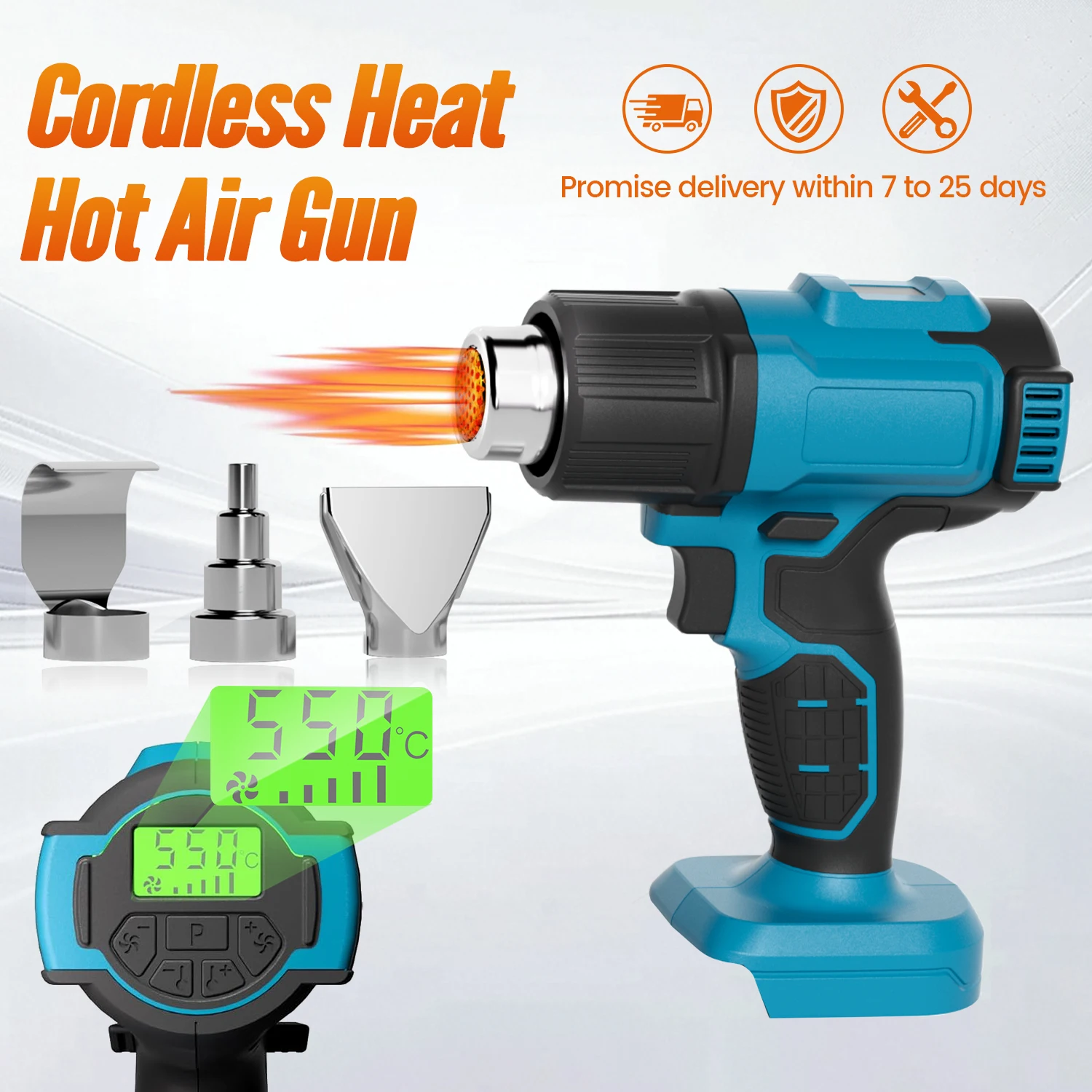 

Cordless Heat Hot Air Gun 4 Gears Temperature Adjustment Wind Speed LED Display Handheld Power Tool For Makita 18V Battery