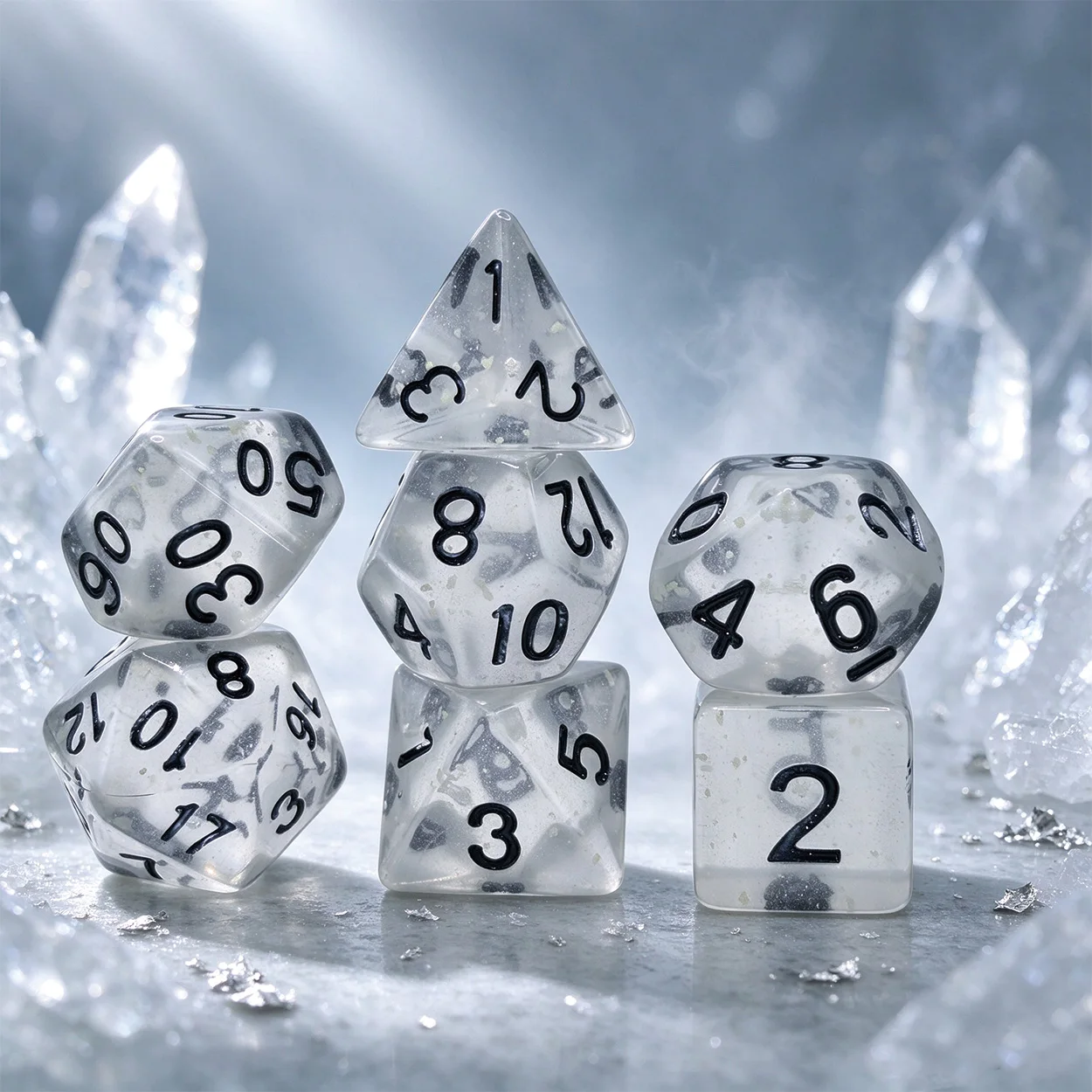 7Pcs Luminous Polyhedral Transparent Cloud Dice Set for Dungeons & Dragons Table Game Christmas & Halloween Board Game Gift