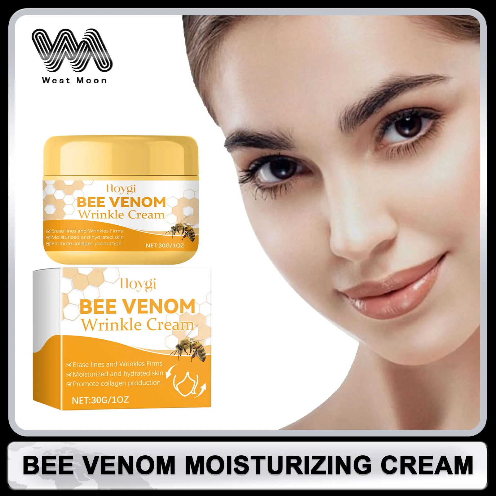 Bee Venom Face Cream Moisturizing Sagging Improvement Reduce Fine Lines Damaged Skin Repair Facial Cream Nourishing Skin Care