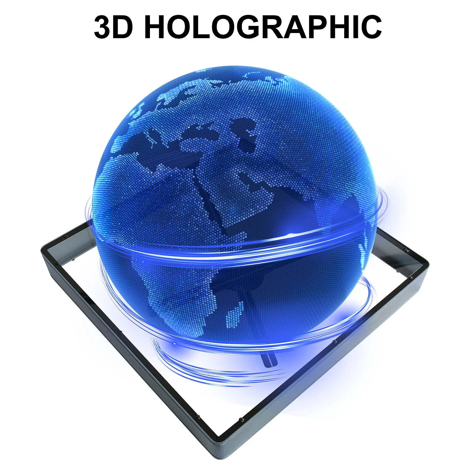 42cm 3D Hologram Projector Square Protective Cover Led Holographic Lamp Player Image Video Logo Light Advertising Display Machin