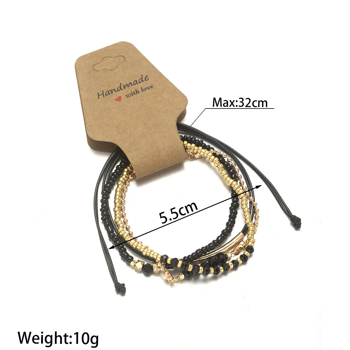 اليدوية الزجاج الأسود حجر سوار مجموعة للنساء بسيطة حبل مضفر الخرز سلسلة الإسورة الإناث مجوهرات الأزياء والاكسسوارات #2