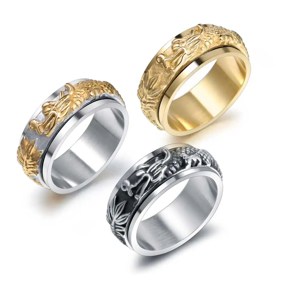 1Pcs European and American Style Punk Men's Jewelry Cupid's Arrow Trendy Retro Fashion Rotatable Ring