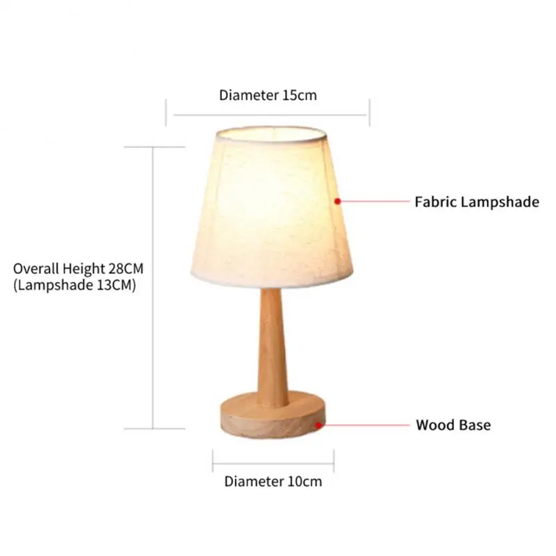 Nordic Wooden Decorative LED Table Lamp Linen Lamp Bedroom Bedside Desk Lamp Shade USB Power Remote Control Dimmable Night Light