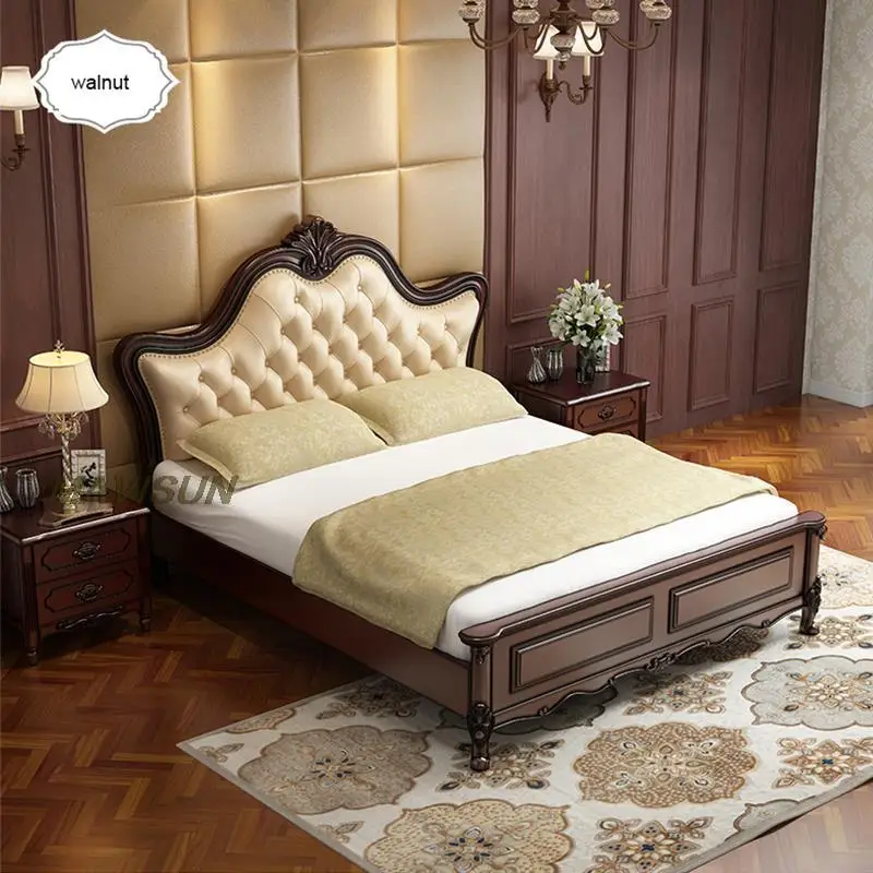 Wedding Solid Wood Comfortable Double Bed With Bedside Tables Combination For Master Bedroom Hotel Home Furniture Italy Design