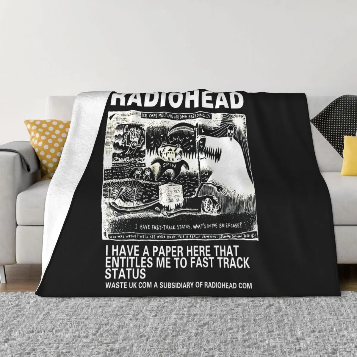 Vtg Radiohead Concert Tour Rock 2000S 90S New Reprint Usa Size Simple Cool Surprise Throw Blanket