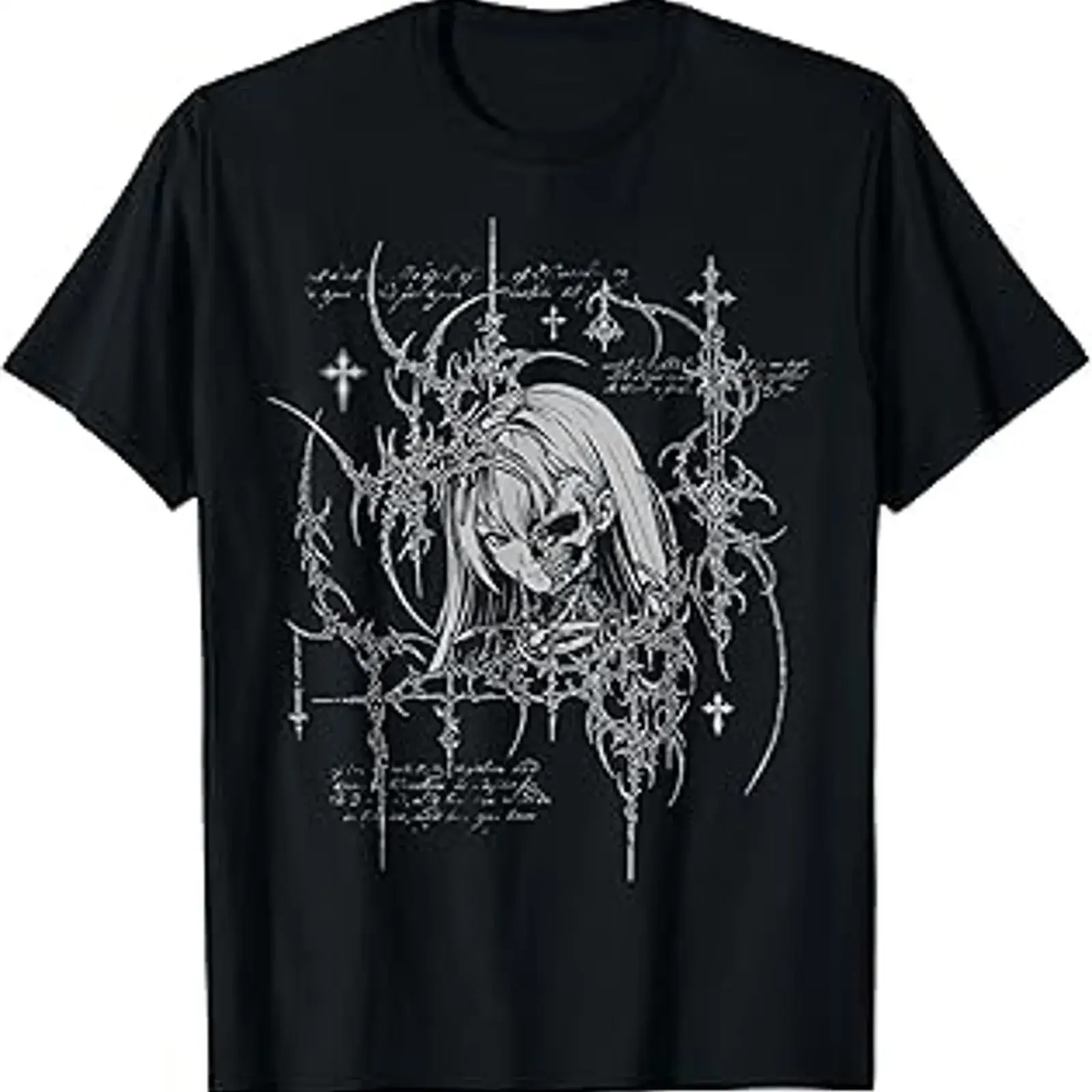 Y2K Grunge Anime Goth Alt Sigilism Japanese Zombie T Shirt vintage Washed Top For Everyday Wear designer clothes Stretched
