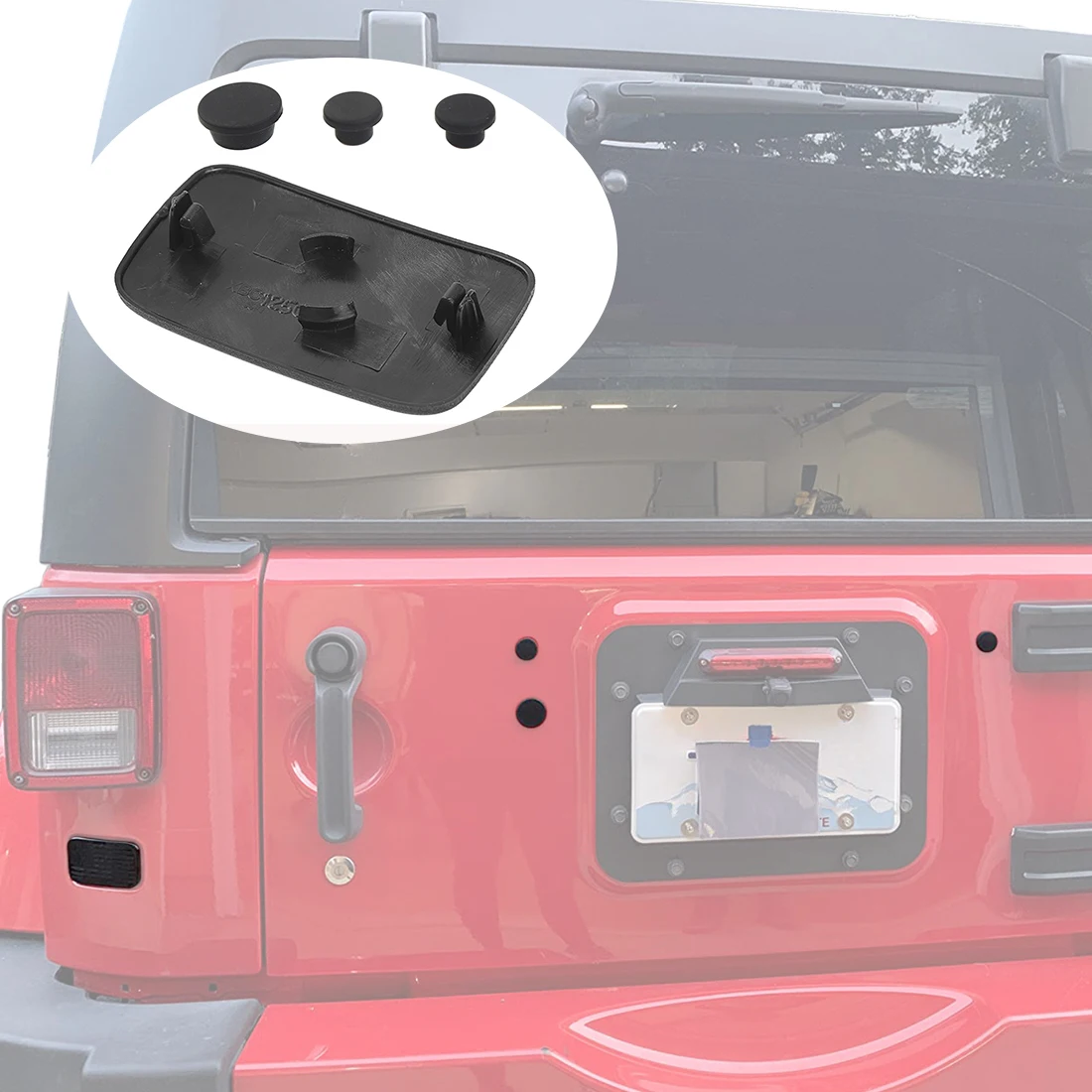 لوحة ترخيص السيارة الخلفية لوحة حذف الباب الخلفي المقابس المطاطية الغبار المقابس غطاء ل جيب رانجلر JK 2007-2017 الملحقات الخارجية #6