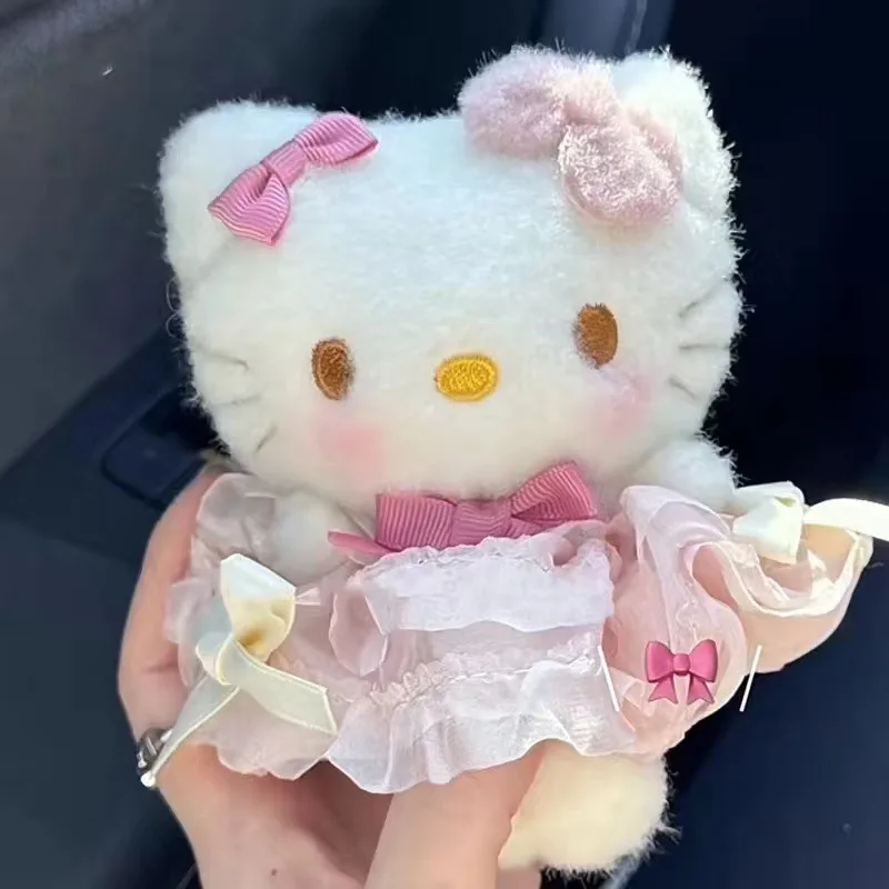 Kawaii Sanrio boneka Hello Kitty mewah mainan Anime boneka lembut kartun lucu gantungan kunci tas liontin hadiah Natal 10CM