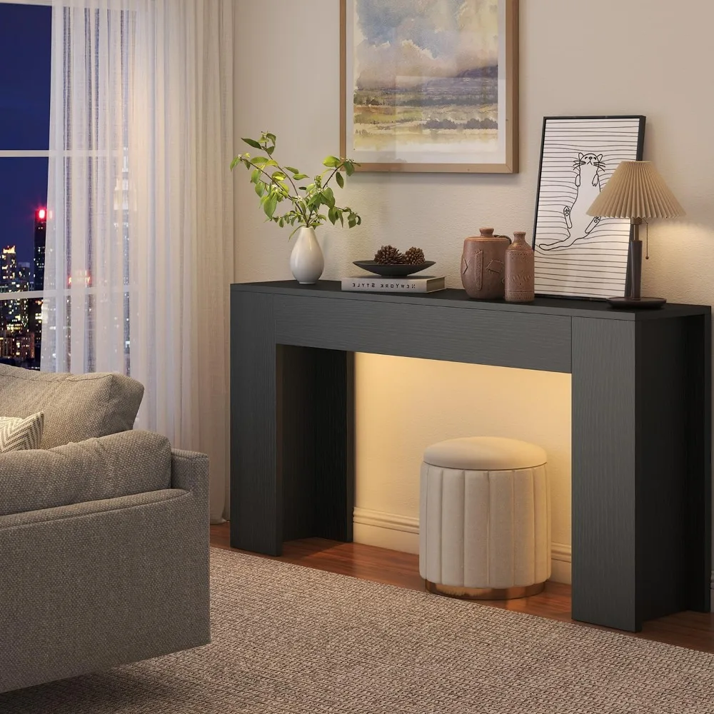 طاولة وحدة تحكم خشبية مُضاءة بإضاءة LED 63 مزرعة للمدخل والممر خلف الأريكة