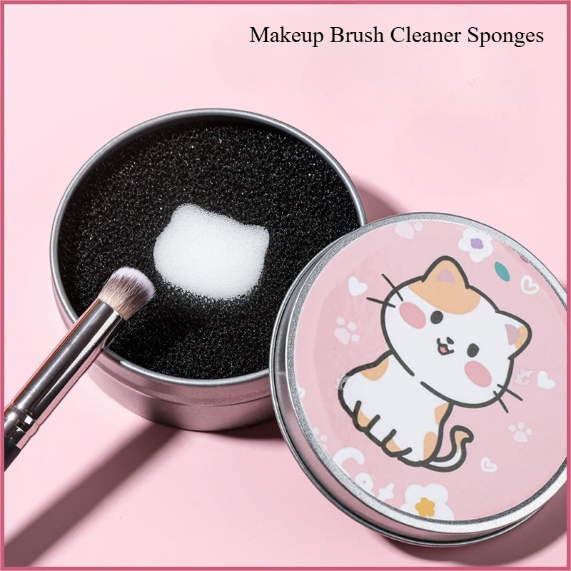 1 Piece Makeup Brush Cleaner Sponges Cosmetic Brush Drying Wash Eyeshadow Color Removal Portable Cleaning Case