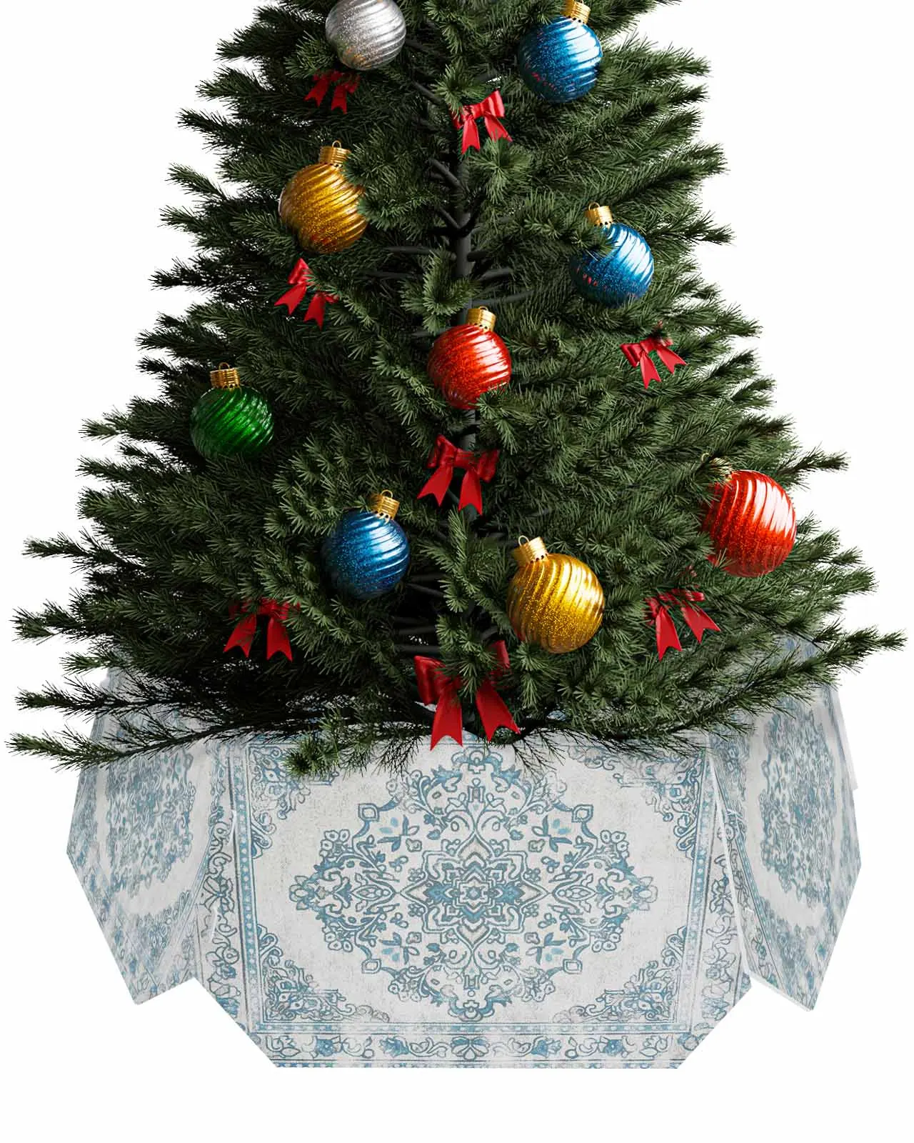 Retro Persian Pattern Pattern Christmas Tree Creative Printed stereoscopic Tree Bottom Decoration Festival Party Tree Skirt