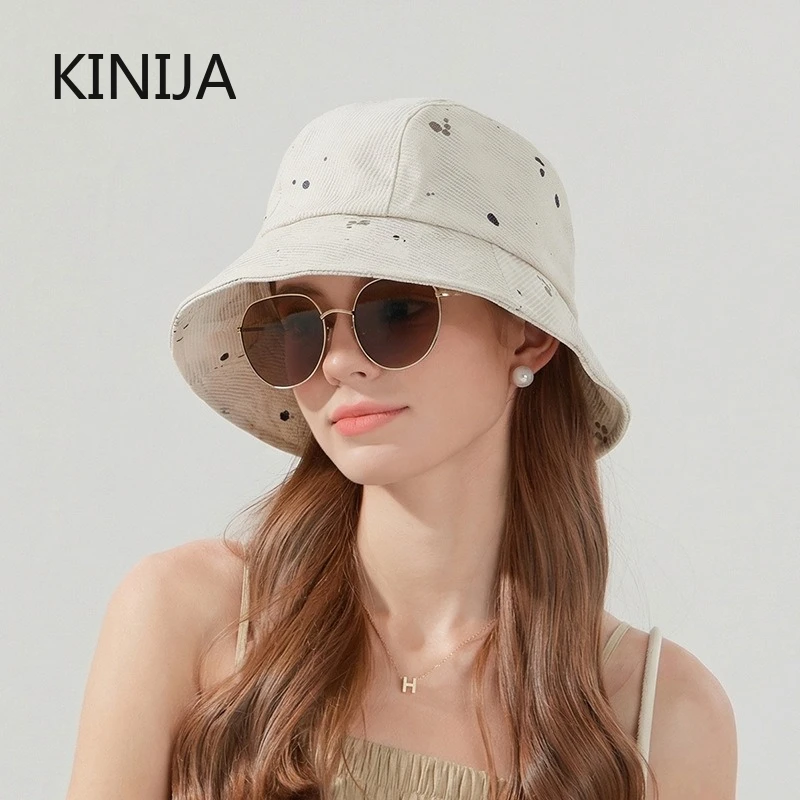 Koreanische Mode Sonnenschutz Cowboyhut Damen Winddichter Retro Sonnenhut Vielseitiger Fischerhut Sommer Bucket Hat