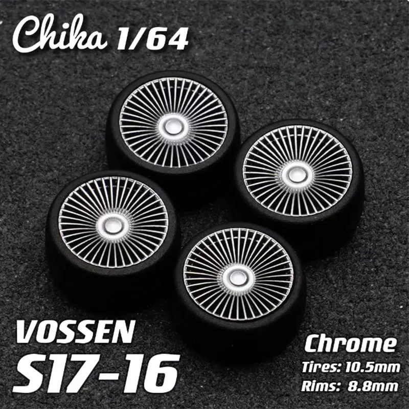 Chika 1/64Car Modified Wheels10.5/11.1mm Rubber Tires Resin Wheels Without calipers Suitable for 1:64 Static Car Model Boy Gifts
