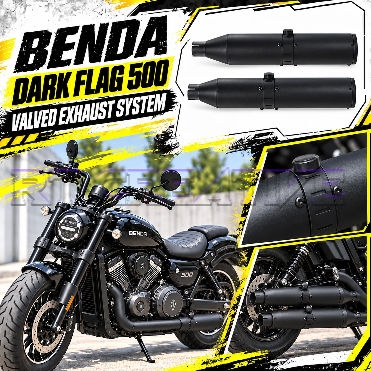 Motorcycle Left Right Dual Exhaust Pipe Adjustable Low Sound Mod Parts For Benda Darkflag 500 V4