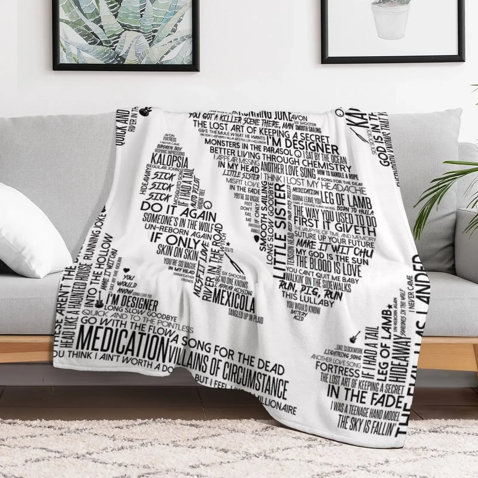 Queens of the Stone Age Song Titles In Q Throw Blanket Soft Home Decor Blanket for Couch Bedroom