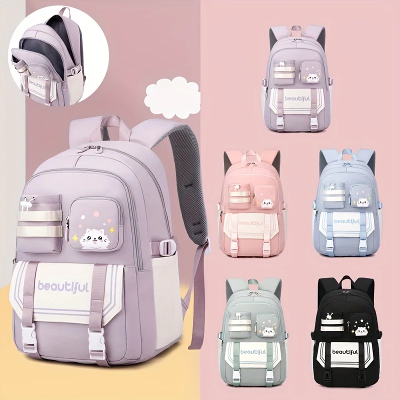 Women's Fashion Solid Color Backpack for Women Rucksack Teenager Large Capacity Student School Bag