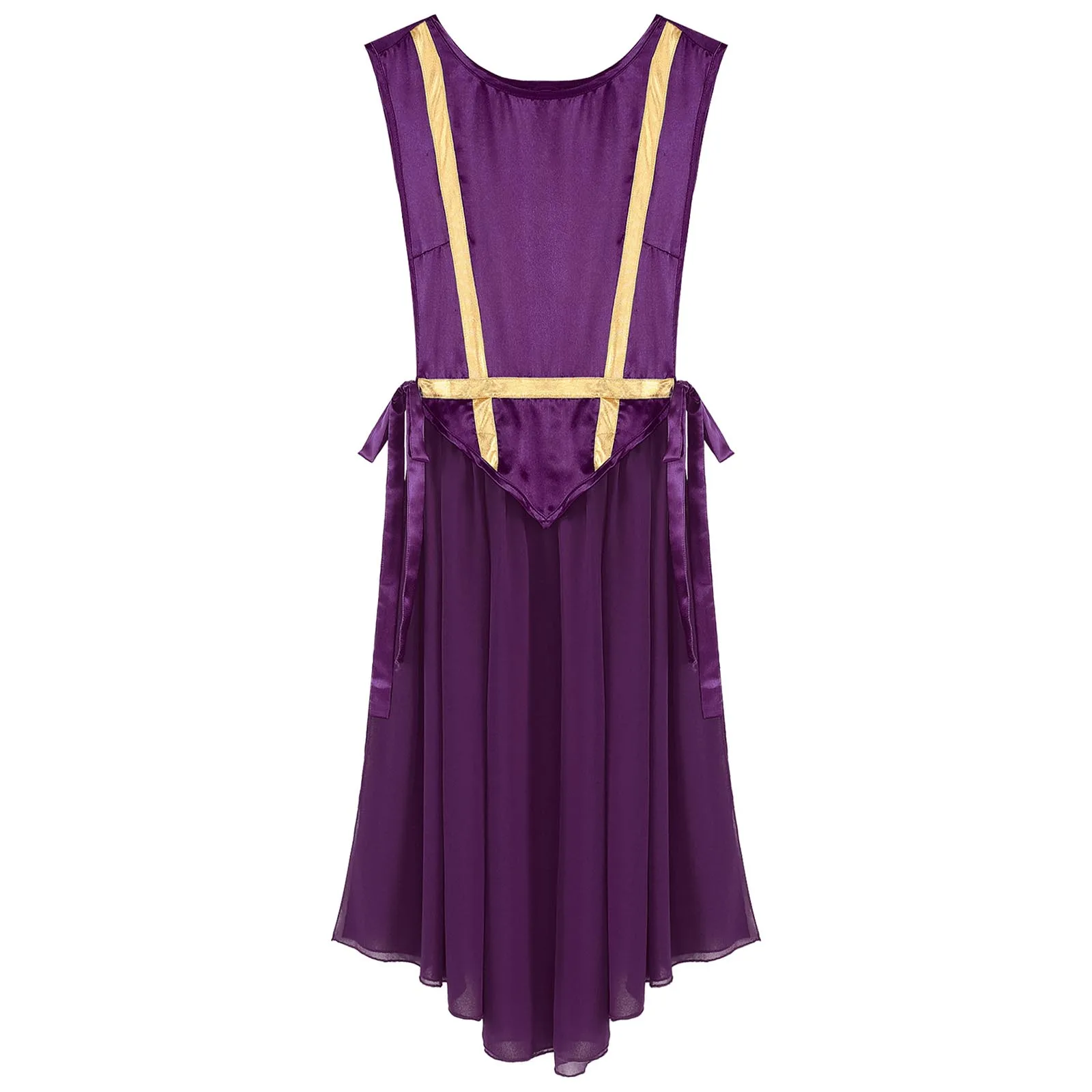 Abito da ballo lirico senza maniche da donna, costume da culto del coro, abito da ballo in raso, abbigliamento da ballo