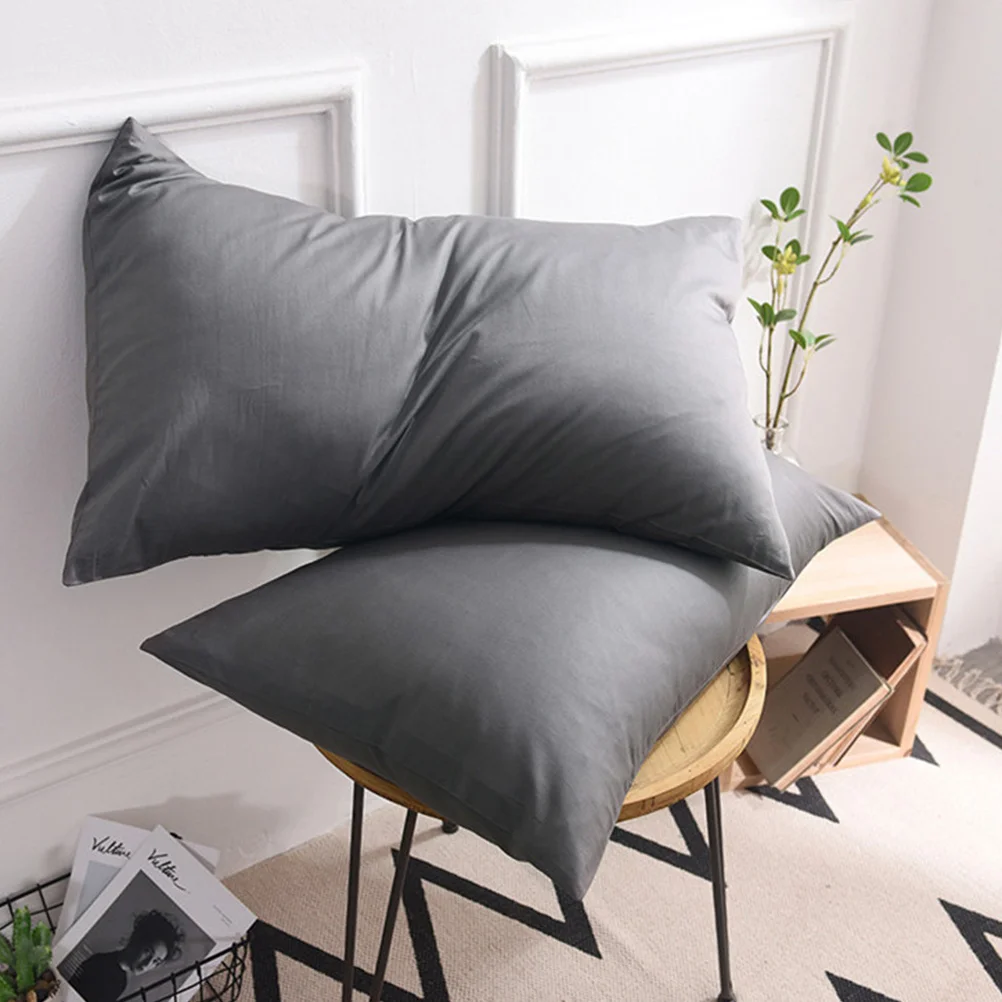 

1 Pair 100% Pure Cotton Pillow Cases Washable Bedding Covers For Home Bedroom Decorative Pillow (Dark Grey)