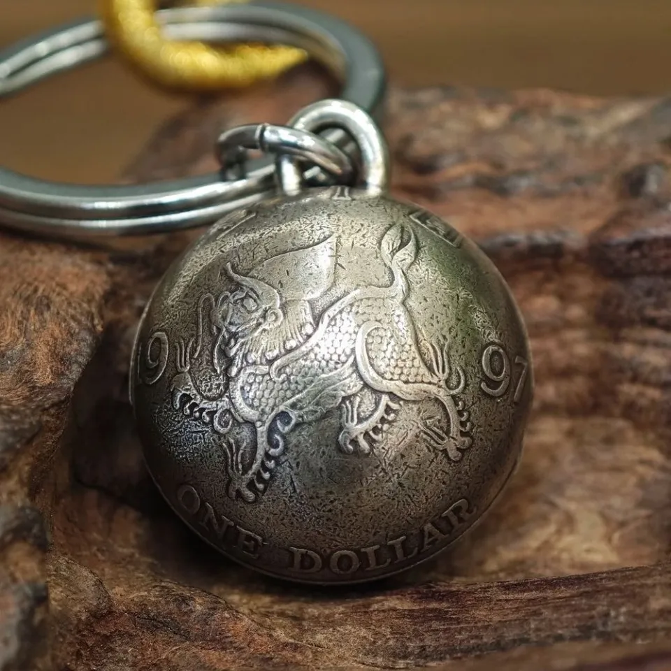 Hong Kong 1997 Kirin Commemorative Small Round Bell Pendant Personalized Keychain