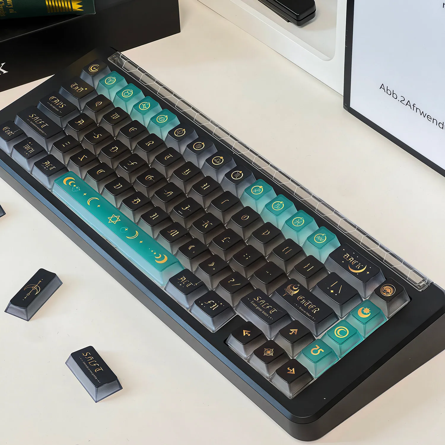 108 Keys Lunar Resonance Fog Clear Keycaps Factory Height PC Material Girls Gift Moonlit Rhythm Mechanical Keyboard Key Cap