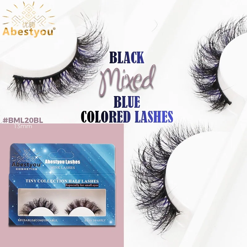アベストユー ふわふわブラックミックスブルーカラーアイラッシュ エクステンション用 再利用可能 モランディカラー キャットアイ ウィングドミンクラッシュ マキアージュファム
