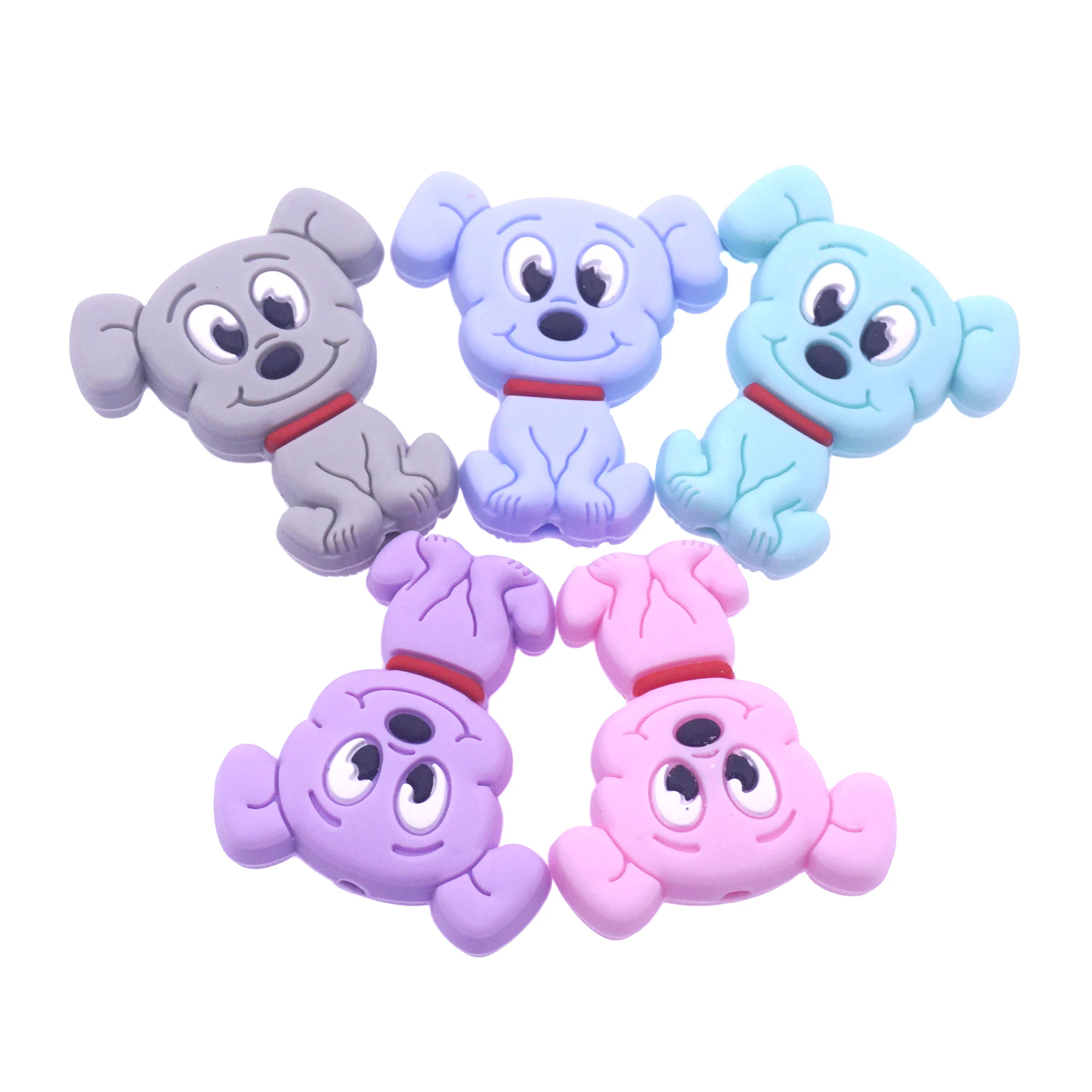 

50pc Food Grade Cartoon Silicone Beads Mini Puppy Dog Baby Teether Bead BPA Free Chewing DIY Pacifier Baby Teething Toys