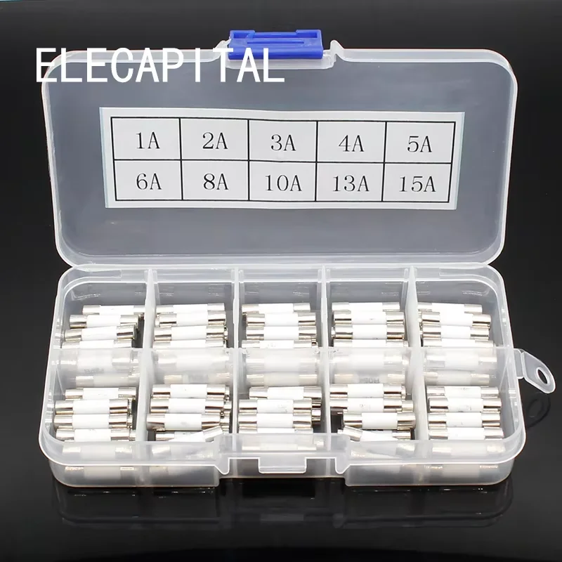 100pcs in box 5mm x 20mm Ceramic Fuse  Slow Blow T 1A 2A 3A 4A 5A 6A 8A 10A 13A 15A 250V