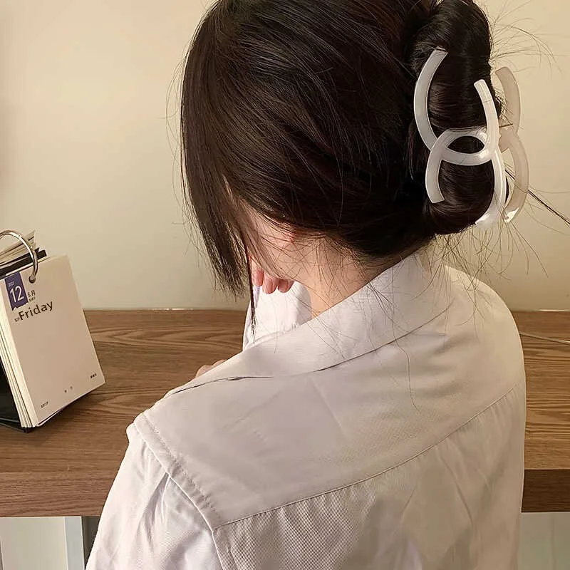 

Большие акриловые заколки для волос с двойным слоем, женские зажимы для ковчег, простые аксессуары для волос на лето, оригинальный дизайн