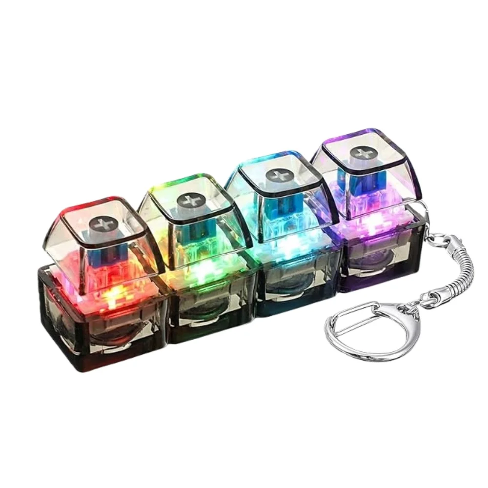 1PC Light Up Keyboard-sleutelhanger Stressverlichting Klikbaar LED-knopspeeltje voor mensen met angst Bureaubladaccessoire