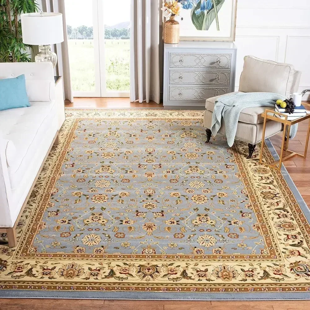 10' x 14' Light Blue & Ivory Traditional Oriental Area Rug, Non-Shedding and Easy Care, Perfect for High Traffic Living and Bedr