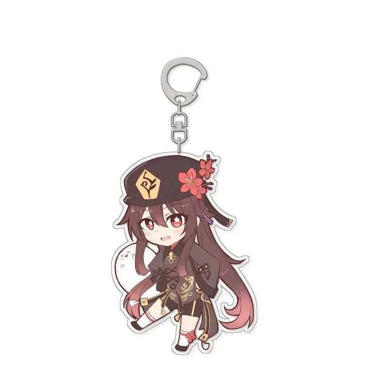 Game Impact Double-sided Acrylic Keychain Cosplay Hu Tao Pendant Badge Handbags Backpacks Keychains Anime Accessories Gifts