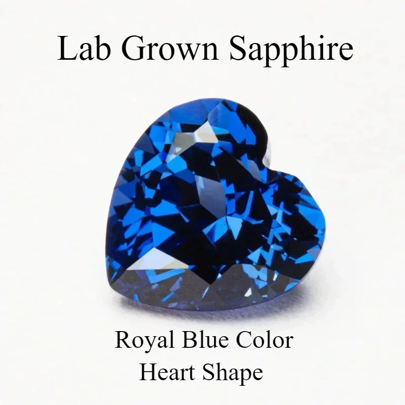 

L-Royal Blue Color Lab Grown Sapphire Heart Cut VVS1 Stone for Charm Diy Jewelry Making Ring Optional with Certificate
