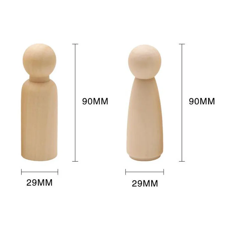 10pcs 90mm Solid Hard Wood DIY Unfinished Wooden Peg Dolls Create Your Own Characters with Unfinished Wooden Doll Bodies