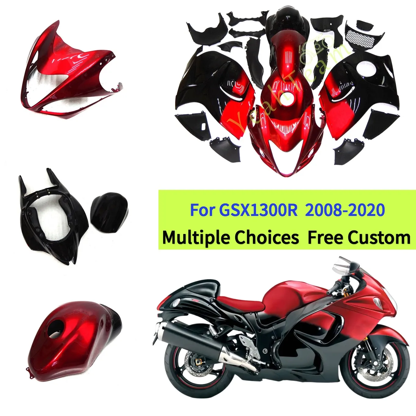 

MotoBike Accessories Injection Bodykit For SUZUKI Hayabusa GSX-R1300 2008-2016 2017 2018 2019 2020 Red Black Plastic Fairing Set