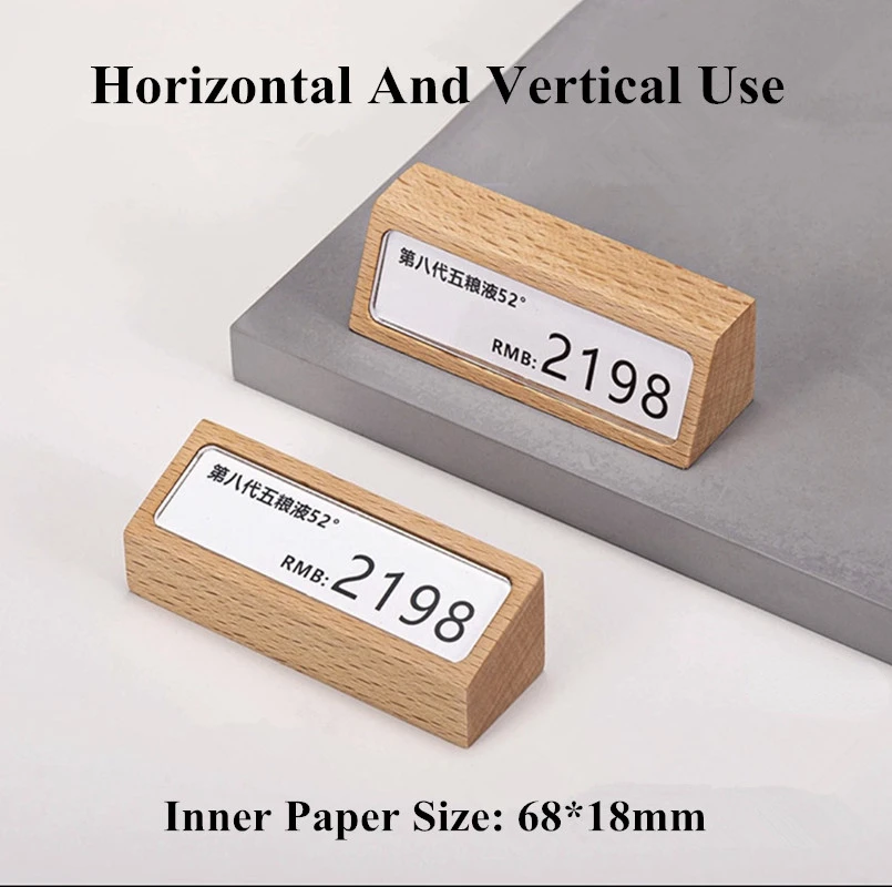 68x18mm Wood Mini Price Label Paper Holder Display Stand Sign Holder Storage Organizer Price Card Tags