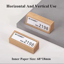 68x18mm Wood Mini Price Label Paper Holder Display Stand Sign Holder Storage Organizer Price Card Tags