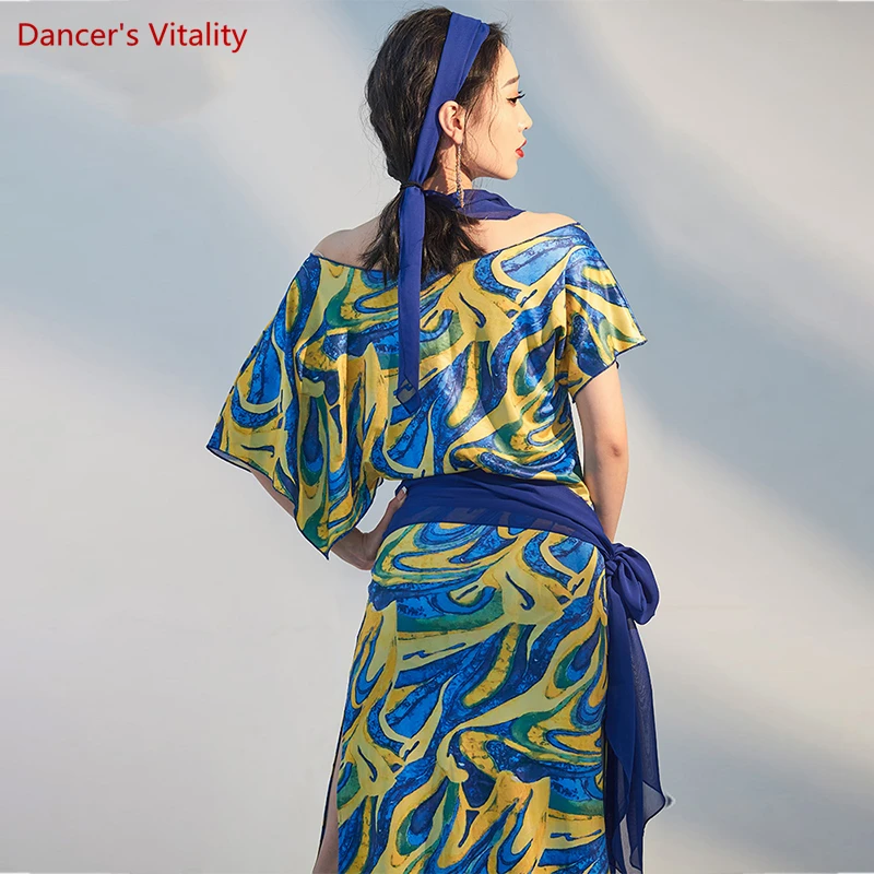 Belly Dance Robe for Women Bellydanceing Printed Folk Shaabi Baladi  Training Clothes Oriental Performance Clothes Dance Dresses