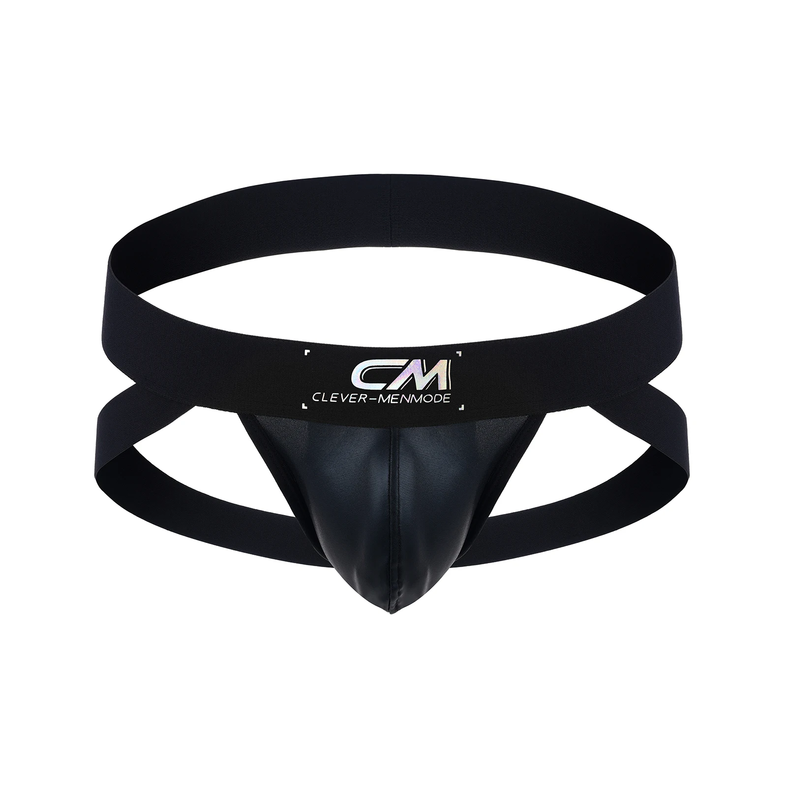

Men's Athletic Jockstrap Wide Waistband U-Convex Faux Leather Sport Supporter Protective Bodybuilding Underwear for Gym Workout