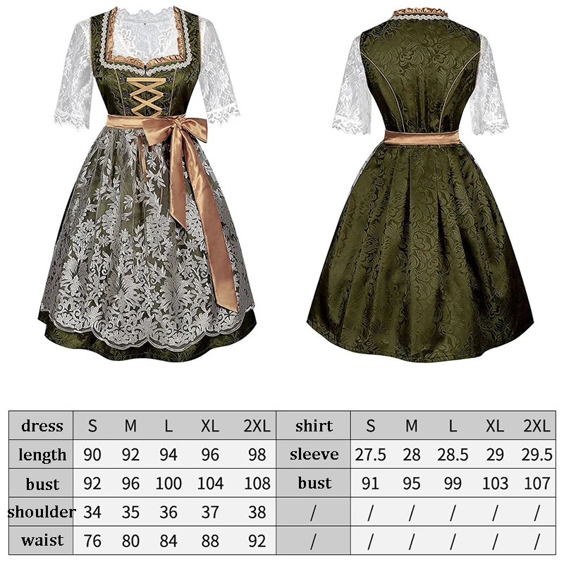 Costume Oktoberfest per donna Abito tradizionale Dirndl tradizionale bavarese tedesco Costume da festival della birra per ragazze Abiti da festa di Halloween