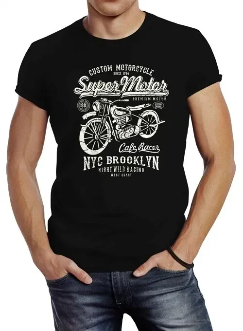 Men’s Biker Motorcycle Retro Vintage Slim Fit T-Shirt NEW ITEM