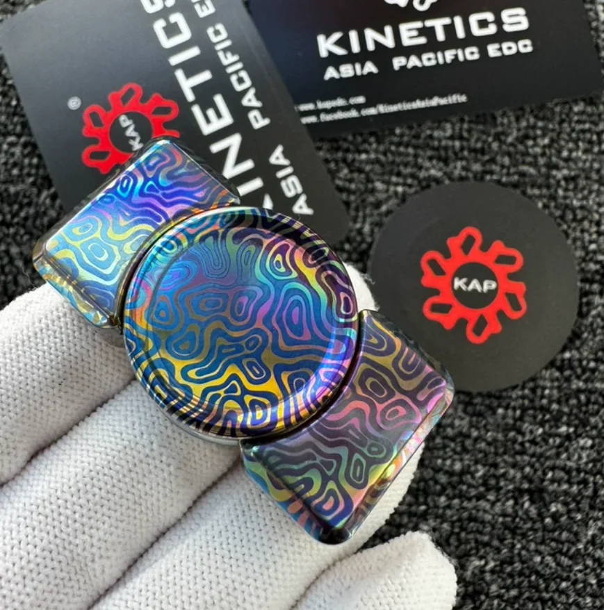 Used EDC KAP Impact Mini Titanium Rainbow Stress Relief Toy Haptic Spinner Fingertip Gyroscope Decompression Toys For Adult