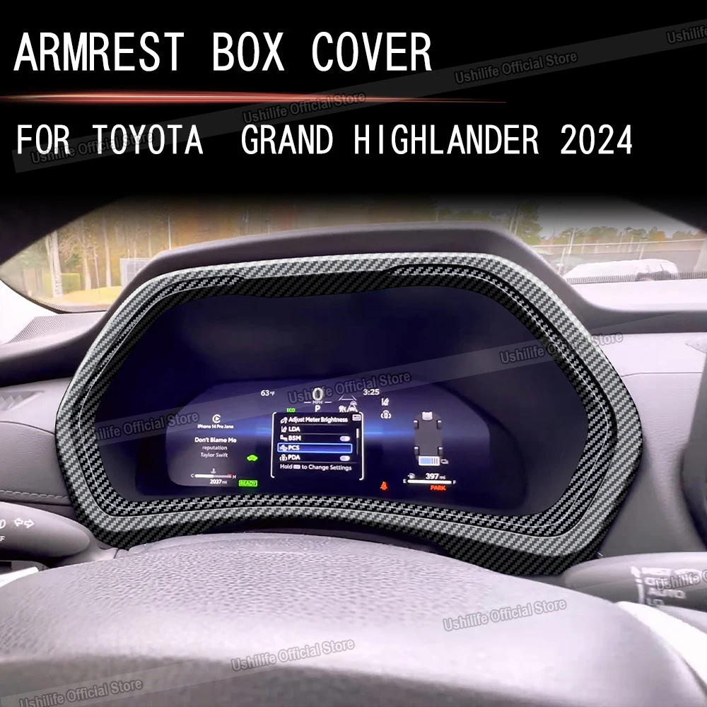 

For TOYOTA GRAND Highlander 2024 2025 ABS Black Carbon Fiber Car Dashboard Instrument Panel Cover Speedometer Frame Trims