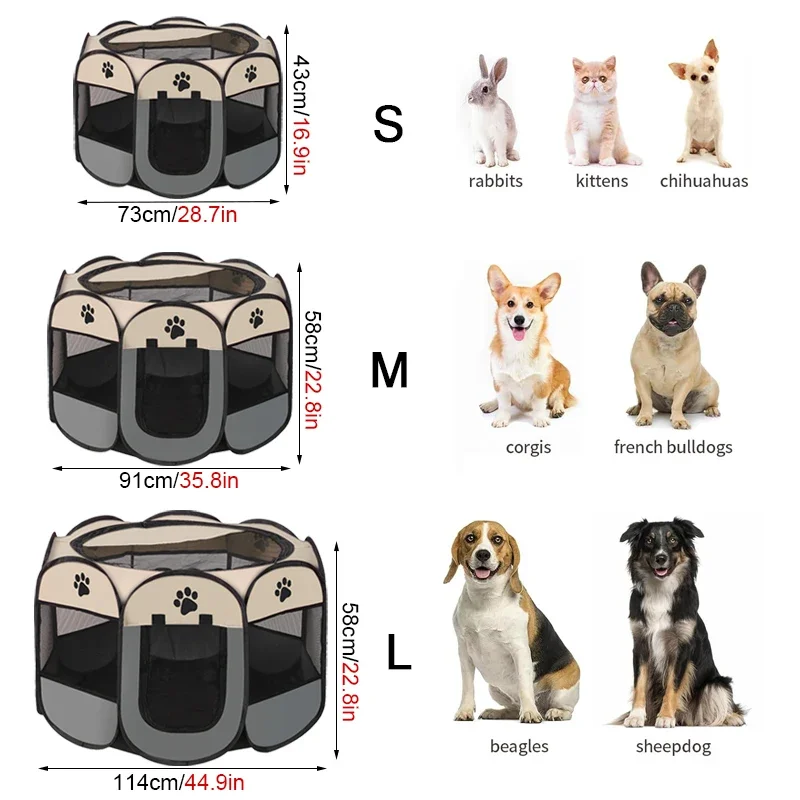 Octagonal Pet Tent Foldable Portable Oxford Cloth Cat and Dog Nest Outdoor Easy Operation Large Dog Cages Cat Fences view 5