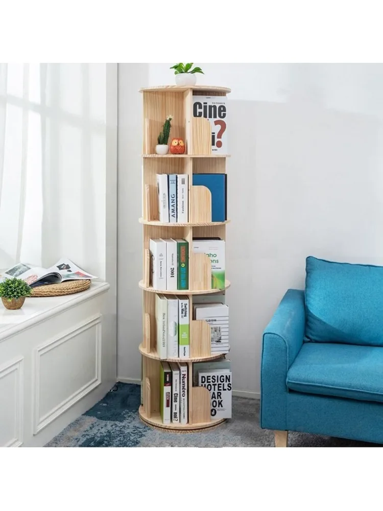 Rotating Bookshelf 360 Display Floor Standing Bookcase Storage Rack for Kids&Adults Multi-Functional Bookshelf Organizer