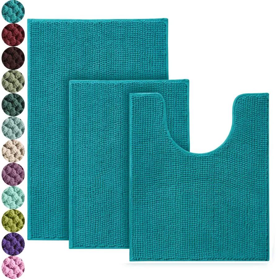 

Наборы ковриков для ванной комнаты, 3 предмета, коврик для ванной из шенилла, нескользящий, ультрамягкий, моющийся, супервпитывающий, для ванной комнаты