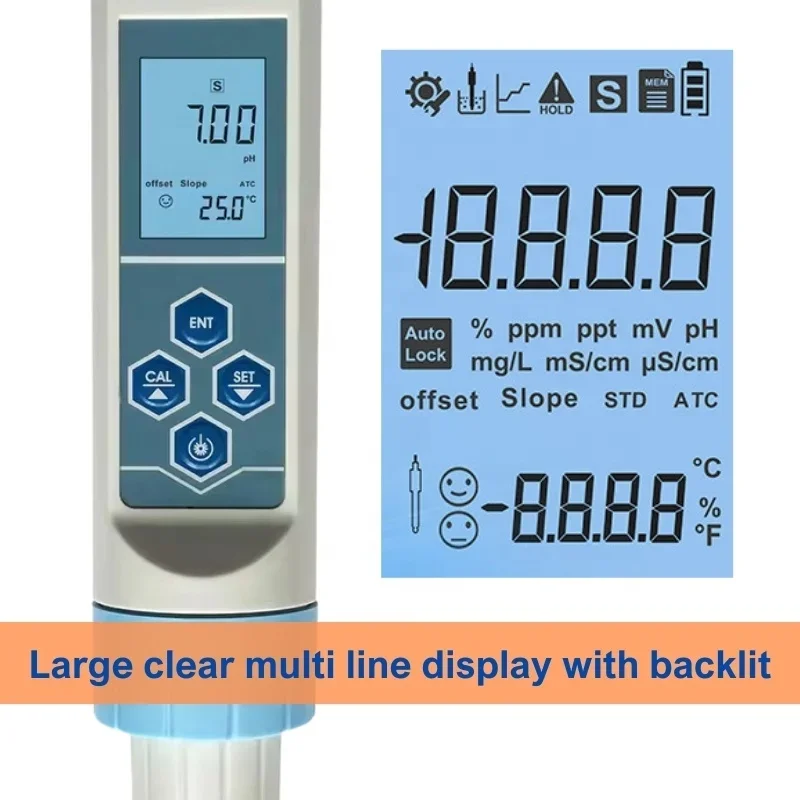 NEW Flat Pocket pH Tester With Large LCD Standard Solution Recognition pH Pen Include Replaceable pH Probe For Hydroponics Pools