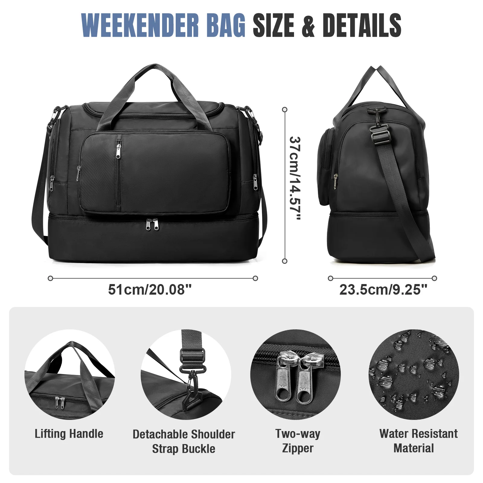 Large Capacity Travel Luggage Bag Portable Folding Expandable Duffel Bag Short Distance Travel Clothing Storage Bag Weekend Bag