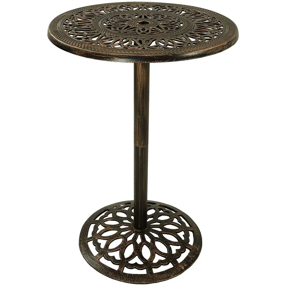 

40Inch H Cast Iron Bar Height Patio Table 26Inch Tabletop Diameter Bronze Color